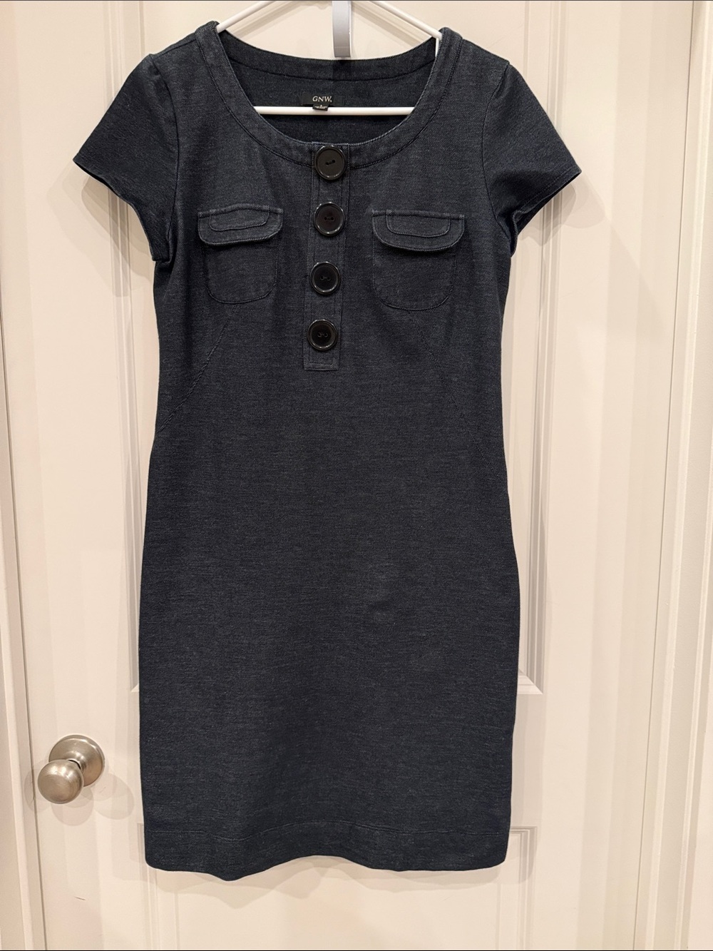 GNW Navy Short Sleeve Faux Button Dress Small